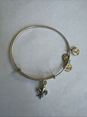 Alex and Ani Silver Fleur-de-Lis Charm Bracelet